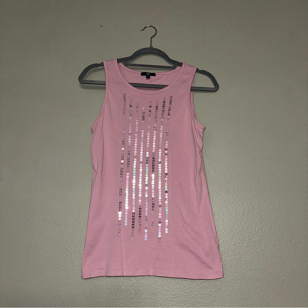 Gap pastel lilac pink sequin top